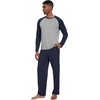 image:imageWiWi Mens Pajamas Set Viscose from Bamboo Long Sleeve Sleepwear Knit Nightwear 2 Pieces Loungewear Sets with Pants SXXLNavy Blue