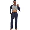 image:imageWiWi Mens Pajamas Set Viscose from Bamboo Long Sleeve Sleepwear Knit Nightwear 2 Pieces Loungewear Sets with Pants SXXLNavy Blue