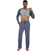 image:imageWiWi Mens Pajamas Set Viscose from Bamboo Long Sleeve Sleepwear Knit Nightwear 2 Pieces Loungewear Sets with Pants SXXLVintage Indigo