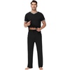 image:imageWiWi Mens Pajamas Set Viscose from Bamboo Short Sleeve Sleepwear Knit Nightwear 2 Pieces Loungewear Sets SXXLBlack