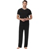 image:imageWiWi Mens Pajamas Set Viscose from Bamboo Short Sleeve Sleepwear Knit Nightwear 2 Pieces Loungewear Sets SXXLBlack