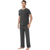 image:imageWiWi Mens Pajamas Set Viscose from Bamboo Short Sleeve Sleepwear Knit Nightwear 2 Pieces Loungewear Sets SXXLCharcoal Heather