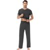 image:imageWiWi Mens Pajamas Set Viscose from Bamboo Short Sleeve Sleepwear Knit Nightwear 2 Pieces Loungewear Sets SXXLCharcoal Heather