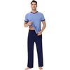image:imageWiWi Mens Pajamas Set Viscose from Bamboo Short Sleeve Sleepwear Knit Nightwear 2 Pieces Loungewear Sets SXXLFog Blue