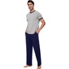 image:imageWiWi Mens Pajamas Set Viscose from Bamboo Short Sleeve Sleepwear Knit Nightwear 2 Pieces Loungewear Sets SXXLLight Heather Grey