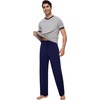 image:imageWiWi Mens Pajamas Set Viscose from Bamboo Short Sleeve Sleepwear Knit Nightwear 2 Pieces Loungewear Sets SXXLLight Heather Grey