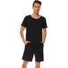 image:imageWiWi Mens Pajamas Set Viscose from Bamboo Short Sleeve Top amp Pajama Shorts Sleepwear Soft Loungewear with Pockets SXXLAblack