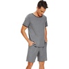 image:imageWiWi Mens Pajamas Set Viscose from Bamboo Short Sleeve Top amp Pajama Shorts Sleepwear Soft Loungewear with Pockets SXXLAdark Heather Grey