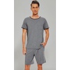 image:imageWiWi Mens Pajamas Set Viscose from Bamboo Short Sleeve Top amp Pajama Shorts Sleepwear Soft Loungewear with Pockets SXXLAdark Heather Grey
