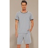 image:imageWiWi Mens Pajamas Set Viscose from Bamboo Short Sleeve Top amp Pajama Shorts Sleepwear Soft Loungewear with Pockets SXXLAheather Grey
