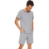 image:imageWiWi Mens Pajamas Set Viscose from Bamboo Short Sleeve Top amp Pajama Shorts Sleepwear Soft Loungewear with Pockets SXXLAheather Grey