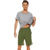 image:imageWiWi Mens Pajamas Set Viscose from Bamboo Short Sleeve Top amp Pajama Shorts Sleepwear Soft Loungewear with Pockets SXXLAheather Greyarmy Green