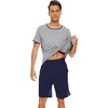 image:imageWiWi Mens Pajamas Set Viscose from Bamboo Short Sleeve Top amp Pajama Shorts Sleepwear Soft Loungewear with Pockets SXXLAheather Greynavy