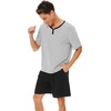 image:imageWiWi Mens Pajamas Set Viscose from Bamboo Short Sleeve Top amp Pajama Shorts Sleepwear Soft Loungewear with Pockets SXXLBash GreyBlack