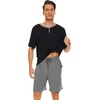 image:imageWiWi Mens Pajamas Set Viscose from Bamboo Short Sleeve Top amp Pajama Shorts Sleepwear Soft Loungewear with Pockets SXXLBblackDark Heather Grey