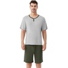 image:imageWiWi Mens Pajamas Set Viscose from Bamboo Short Sleeve Top amp Pajama Shorts Sleepwear Soft Loungewear with Pockets SXXLBlight Heather GreyDark Fence Green
