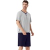 image:imageWiWi Mens Pajamas Set Viscose from Bamboo Short Sleeve Top amp Pajama Shorts Sleepwear Soft Loungewear with Pockets SXXLBlight Heather GreyNavy
