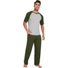 image:imageWiWi Mens Short Sleeve Pajamas Set Sleepwear Casual Soft Sleep Sets with Pockets Loungewear Viscose from Bamboo SXXLAarmy GreenLight Heather Grey