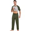 image:imageWiWi Mens Short Sleeve Pajamas Set Sleepwear Casual Soft Sleep Sets with Pockets Loungewear Viscose from Bamboo SXXLAarmy GreenLight Heather Grey