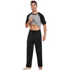 image:imageWiWi Mens Short Sleeve Pajamas Set Sleepwear Casual Soft Sleep Sets with Pockets Loungewear Viscose from Bamboo SXXLAblack
