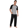 image:imageWiWi Mens Short Sleeve Pajamas Set Sleepwear Casual Soft Sleep Sets with Pockets Loungewear Viscose from Bamboo SXXLAblack