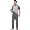 image:imageWiWi Mens Short Sleeve Pajamas Set Sleepwear Casual Soft Sleep Sets with Pockets Loungewear Viscose from Bamboo SXXLAdark Heather Grey