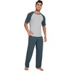 image:imageWiWi Mens Short Sleeve Pajamas Set Sleepwear Casual Soft Sleep Sets with Pockets Loungewear Viscose from Bamboo SXXLAgrayish BlueLight Heather Grey