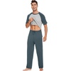 image:imageWiWi Mens Short Sleeve Pajamas Set Sleepwear Casual Soft Sleep Sets with Pockets Loungewear Viscose from Bamboo SXXLAgrayish BlueLight Heather Grey