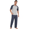 image:imageWiWi Mens Short Sleeve Pajamas Set Sleepwear Casual Soft Sleep Sets with Pockets Loungewear Viscose from Bamboo SXXLAmidnight Blue