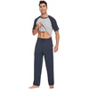 image:imageWiWi Mens Short Sleeve Pajamas Set Sleepwear Casual Soft Sleep Sets with Pockets Loungewear Viscose from Bamboo SXXLAmidnight Blue