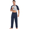 image:imageWiWi Mens Short Sleeve Pajamas Set Sleepwear Casual Soft Sleep Sets with Pockets Loungewear Viscose from Bamboo SXXLAnavy Blue