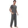 image:imageWiWi Mens Short Sleeve Pajamas Set Sleepwear Casual Soft Sleep Sets with Pockets Loungewear Viscose from Bamboo SXXLBdark Heather Grey