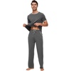 image:imageWiWi Mens Short Sleeve Pajamas Set Sleepwear Casual Soft Sleep Sets with Pockets Loungewear Viscose from Bamboo SXXLBdark Heather Grey
