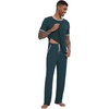 image:imageWiWi Mens Short Sleeve Pajamas Set Sleepwear Casual Soft Sleep Sets with Pockets Loungewear Viscose from Bamboo SXXLBdeep Teal