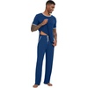 image:imageWiWi Mens Short Sleeve Pajamas Set Sleepwear Casual Soft Sleep Sets with Pockets Loungewear Viscose from Bamboo SXXLBink Blue