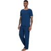 image:imageWiWi Mens Short Sleeve Pajamas Set Sleepwear Casual Soft Sleep Sets with Pockets Loungewear Viscose from Bamboo SXXLBnautical Blue