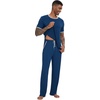 image:imageWiWi Mens Short Sleeve Pajamas Set Sleepwear Casual Soft Sleep Sets with Pockets Loungewear Viscose from Bamboo SXXLBnautical Blue