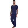 image:imageWiWi Mens Short Sleeve Pajamas Set Sleepwear Casual Soft Sleep Sets with Pockets Loungewear Viscose from Bamboo SXXLBnavy