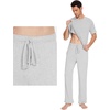 image:imageWiWi Mens Short Sleeve Pajamas Set Sleepwear Casual Soft Sleep Sets with Pockets Loungewear Viscose from Bamboo SXXLCash Grey