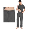 image:imageWiWi Mens Short Sleeve Pajamas Set Sleepwear Casual Soft Sleep Sets with Pockets Loungewear Viscose from Bamboo SXXLCcharcoal Heather