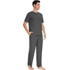 image:imageWiWi Mens Short Sleeve Pajamas Set Sleepwear Casual Soft Sleep Sets with Pockets Loungewear Viscose from Bamboo SXXLCcharcoal Heather