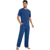 image:imageWiWi Mens Short Sleeve Pajamas Set Sleepwear Casual Soft Sleep Sets with Pockets Loungewear Viscose from Bamboo SXXLCprussian Blue