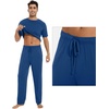 image:imageWiWi Mens Short Sleeve Pajamas Set Sleepwear Casual Soft Sleep Sets with Pockets Loungewear Viscose from Bamboo SXXLCprussian Blue