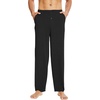 image:imageWiWi Mens Soft Knit Pajama Pants Lightweight Sleep Lounge Bottoms with Pockets Open Fly Sleepwear Sweatpants SXXLBlack