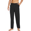 image:imageWiWi Mens Soft Knit Pajama Pants Lightweight Sleep Lounge Bottoms with Pockets Open Fly Sleepwear Sweatpants SXXLBlack