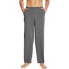 image:imageWiWi Mens Soft Knit Pajama Pants Lightweight Sleep Lounge Bottoms with Pockets Open Fly Sleepwear Sweatpants SXXLDark Heather Grey