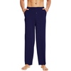 image:imageWiWi Mens Soft Knit Pajama Pants Lightweight Sleep Lounge Bottoms with Pockets Open Fly Sleepwear Sweatpants SXXLNavy