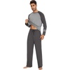 image:imageWiWi Mens Viscose from Bamboo Pajama Sets Long Sleeve Top and Pants Sleepwear Comfy Lightweight Loungewear Set SXXLAcharcoal Grey