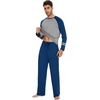 image:imageWiWi Mens Viscose from Bamboo Pajama Sets Long Sleeve Top and Pants Sleepwear Comfy Lightweight Loungewear Set SXXLAink Blue