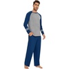 image:imageWiWi Mens Viscose from Bamboo Pajama Sets Long Sleeve Top and Pants Sleepwear Comfy Lightweight Loungewear Set SXXLAink Blue